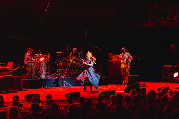 Angelique Kidjo and her band inhabit a vibrant, vital, sweaty dance hall.