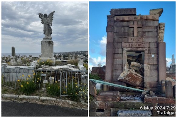 A photo showing the ageing state of structures at the cemetery.