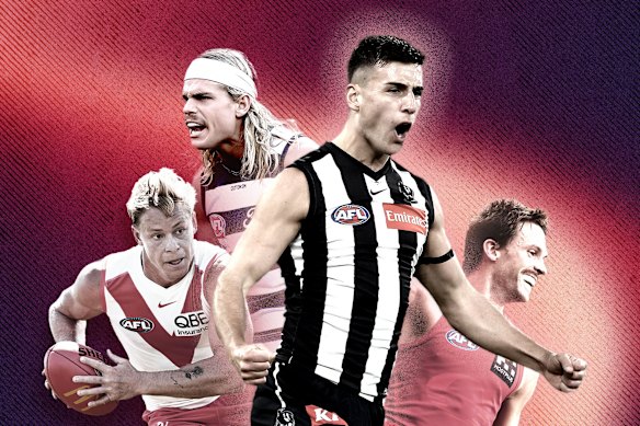 Stars of the game: : Isaac Heeney (Sydney), Bailey Smith (Geelong), Nick Daicos (Collingwood) and Noah Anderson (Gold Coast).