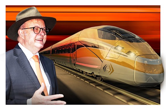 Anthony Albanese wears his love of high-speed on his sleeve, but acknowledges he will not be prime minister by the time it becomes reality.