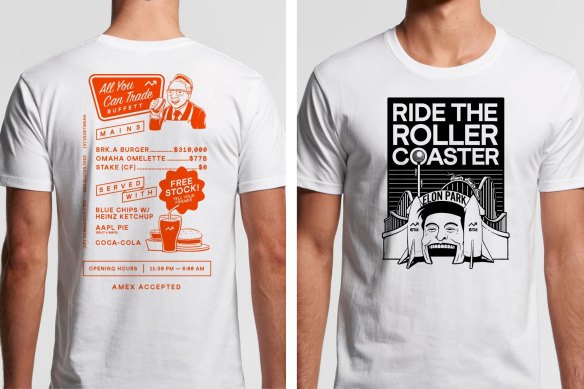T-shirts from investing app Stake, which focus on a culture of investing and wealth.
