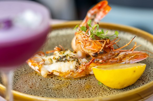Grilled prawns at C.C. Babcoq in Cronulla.