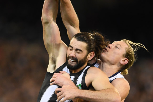 Brodie Grundy dominated Mark Blicavs of the Cats on Friday night. 