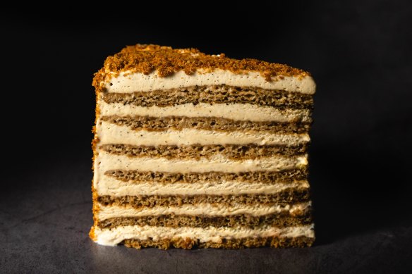 Rosemary Andrews’ seven-layer Honey-Misu cake.