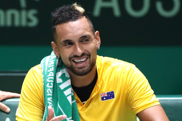 Nick Kyrgios at the Davis Cup in Madrid, Spain. 