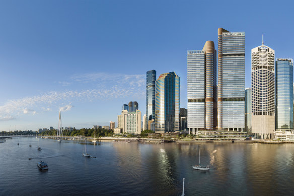 An artist’s impression of the twin-tower Waterfront Brisbane development.