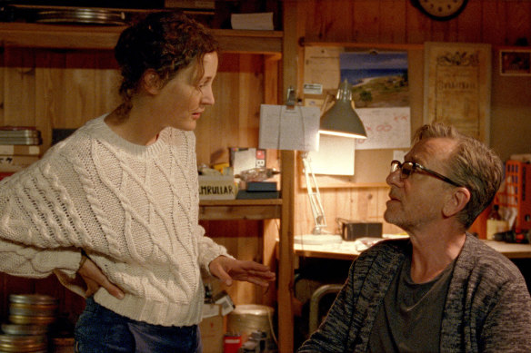 Vicky Krieps, left, and Tim Roth in Bergman Island.