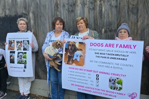 Members of the public protesting outside Ringwood Magistrates’ Court.