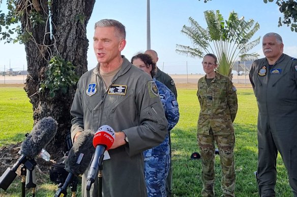 Brigadier General Shannon Smith speaking in Darwin as US troops join the Australian Defence Force for Exercise Talisman Sabre.