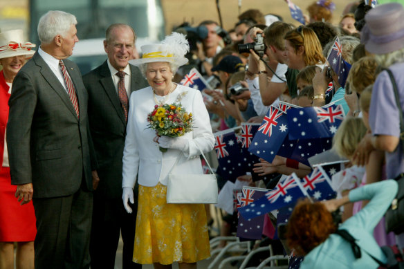 The Queen and Prince Philip during their tour of Australia in 2006 to open the Commonwealth Games.