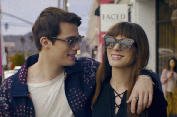 Nicholas Galitzine and Anne Hathaway in The Idea of You. The pair bonded over their mutual love of Arsenal football club.