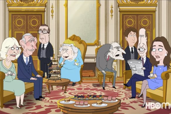 The British royal family, as portrayed in HBO’s cartoon, The Prince.