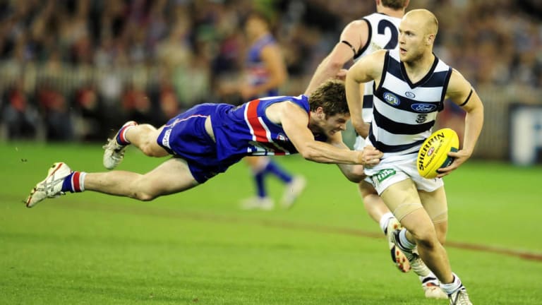 Ablett a year later, scorching the Bulldogs.