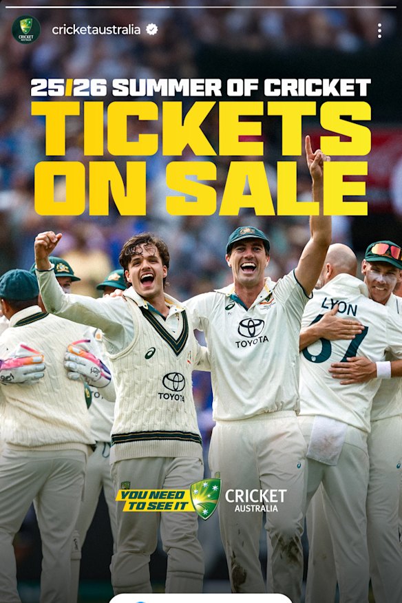 Sam Konstas and Pat Cummins in Cricket Australia marketing material last summer.