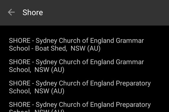 Shore School's boat shed is one of the schools Toffee users can say they have attended in the app, presumably to cater to keen rowers.