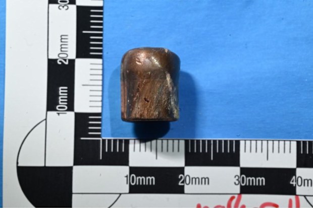 Under the kitchen, officers found a bullet, with impact damage and a small blood stain.