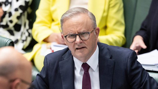 Opposition Leader Peter Dutton and Prime Minister Anthony Albanese during Question Time at Parliament House in Canberra on Monday 16 October 2023. fedpol Photo: Alex Ellinghausen