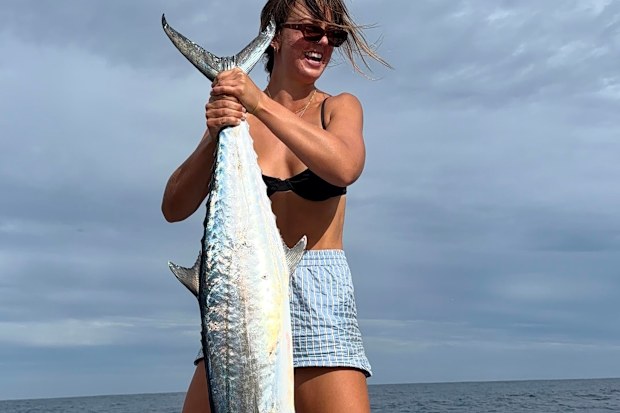 Shayla Mancell and Oscar towed a tinny so they could fish.