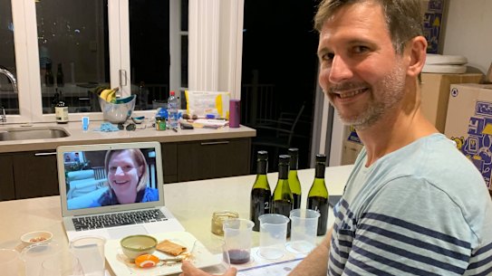 City Winery Brisbane Kris Cush, a winemaker (on the screen) stepping Jon through the process of creating his own wine.