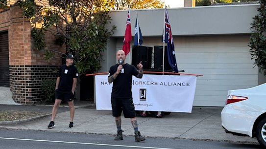 Matt Trihey of the “National Workers Alliance” at a pre polling booth in Brighton on Friday.