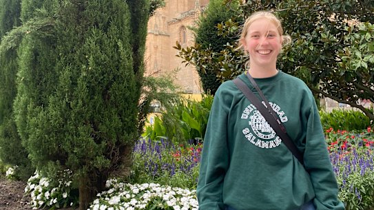 University of Queensland student Kitty Stoneley, who visited Spain last year as part of her Year 12 studies, at the University of Salamanca.