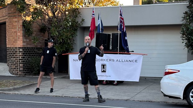 Matt Trihey of the “National Workers Alliance” at a pre polling booth in Brighton on Friday.
