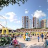 Work on the new Machinery Hill stand, pictured with the planned athletes’ village at the RNA Showgrounds, will start next year.