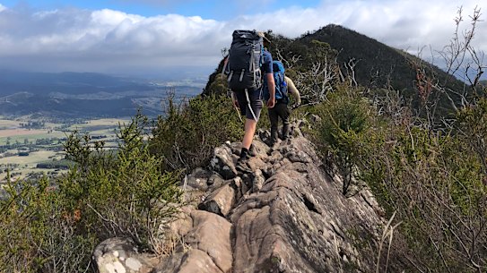 The author and friends hike in the Cathedral Range.