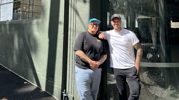 Morgan McGlone (left) and Nathan Sasi at the former Chefs' Warehouse site in Surry Hills.