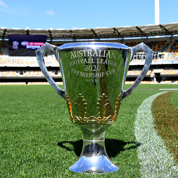 The 2020 AFL Premiership Cup at the Gabba.