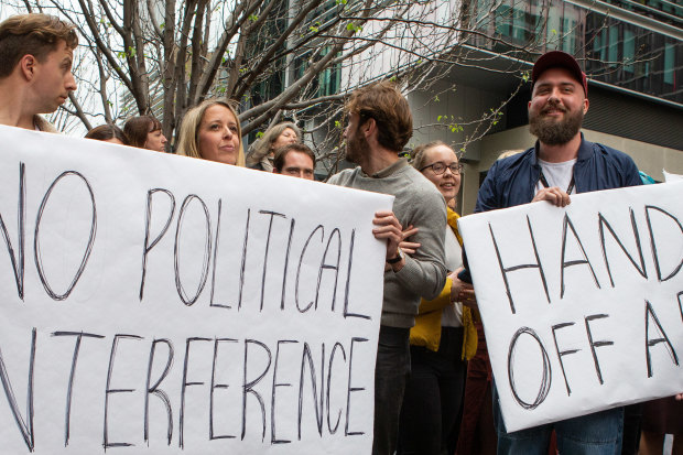 ABC staff walkout of the Ultimo office over chairman Justin Milne's email to former managing director Michelle Guthrie telling her to sack senior reporter Emma Alberici.