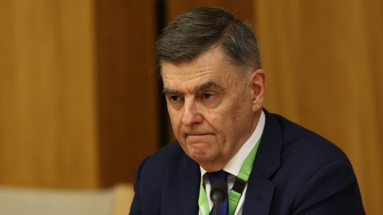 Department of Health Secretary Professor Brendan Murphy, pictured during a parliamentary enquiry hearing in February.