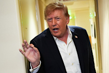President Donald Trump speaks with reporters while in flight on Air Force One from Shannon, Ireland to Joint Base Andrews, Md., Sunday, Sept. 13, 2026. (AP Photo/Julia Demaree Nikhinson)