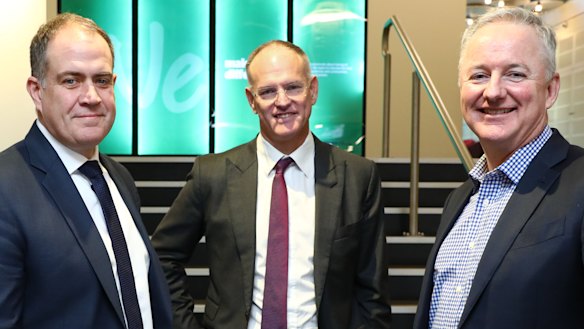 ABC managing director David Anderson, News Corp Australasia executive chairman Michael Miller and Nine chief executive officer Hugh Marks.