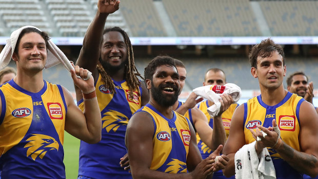 Nic Naitanui and the team flew to the Gold Coast on Monday.