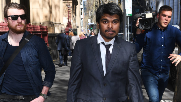Chinmay Naik leaves the Supreme Court of Victoria after an appearance in September.