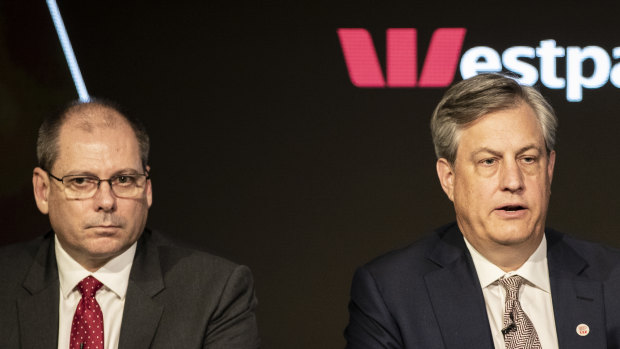 Ousted Westpac chief executive Brian Hartzer (right) resigned this week following the AUSTRAC revelations. He was replaced by Peter King (left). 