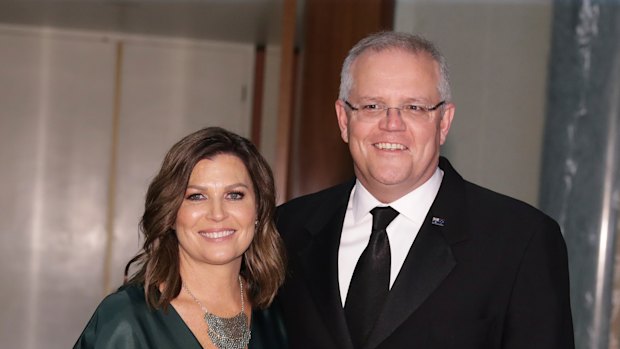 Jenny Morrison and Prime Minister Scott Morrison arrive for the Midwinter Ball.