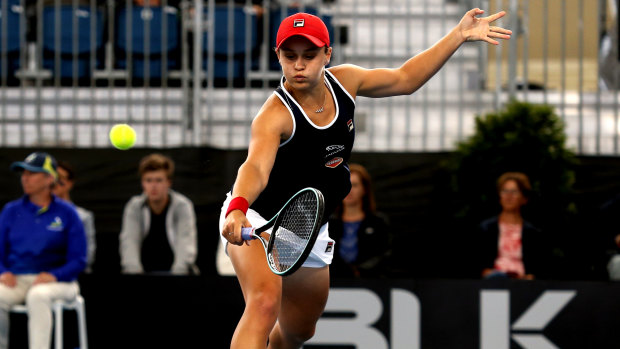 Hitting the sweet spot: Ashleigh Barty was back to her best in her quarter-final against Markta Voundrousova at the Adelaide International.