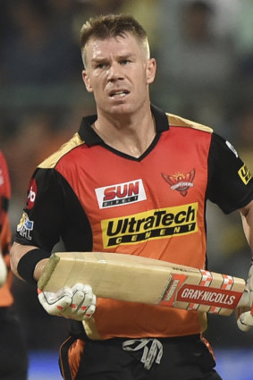 David Warner playing in the Indian Premier League in 2017.