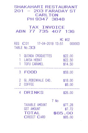 The bill for lunch with Liz Jones.