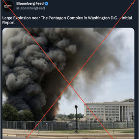 The fake image that purported to show an explosion near the Pentagon was shared by a fake Bloomberg account.