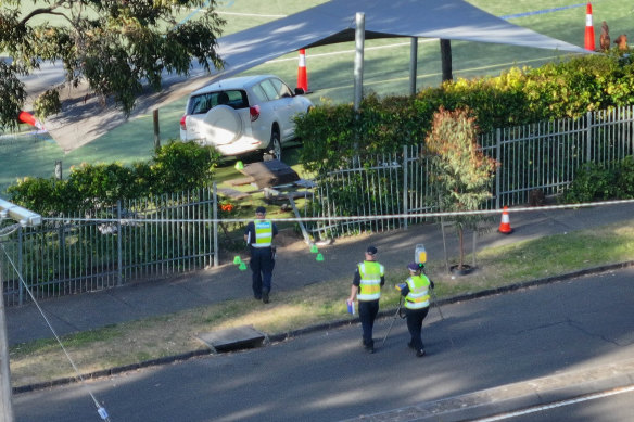 A woman has been arrested after the vehicle she was driving crashed through Auburn South Primary School fence.