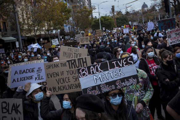 Thousands marched the streets of Melbourne last June to protest Indigenous deaths in custody and to stand in solidarity with George Floyd.