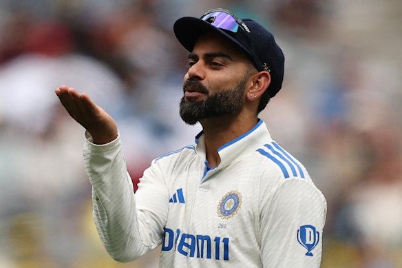 Virat Kohli blows a kiss to the Australian fans.