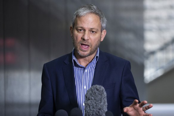 Chief Health Officer Brett Sutton addresses the media on Sunday morning.