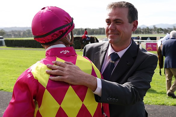 Trainer Blake Ryan with jockey Jay Ford.