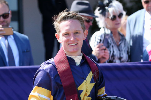 Michael Poy is one of two jockeys being investigated for breaching racing's COVID-19 protocols.