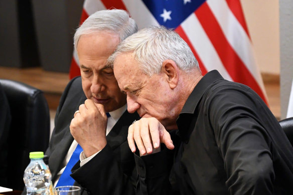 Israel’s Prime Minister Benjamin Netanyahu and former defence minister Benny Gantz earlier this month.