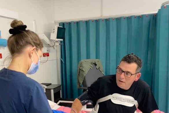 A photo shared by Daniel Andrews last month when he was moved from ICU.